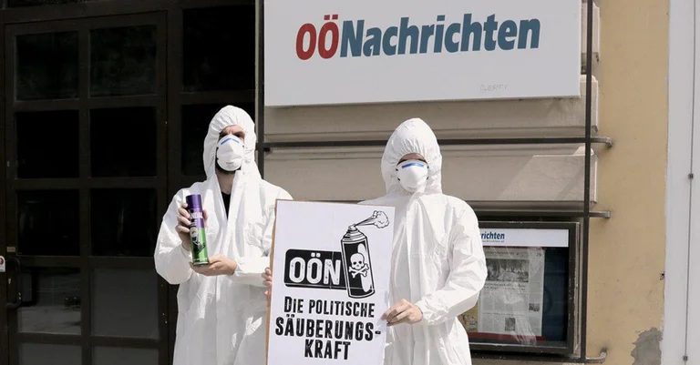 Vorschaubild: Linz: Identitäre kontern OÖN-Karikatur mit Protestaktion