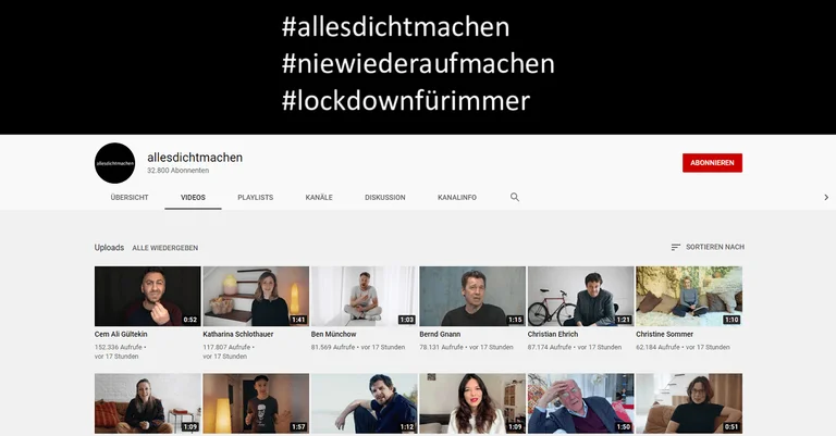 Vorschaubild: #allesdichtmachen: Schauspieler protestieren gegen Lockdown
