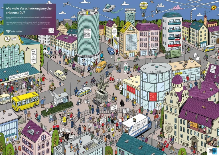 Vorschaubild: Polizei veröffentlicht „Anti-Verschwörungsmythen-Wimmelbild“