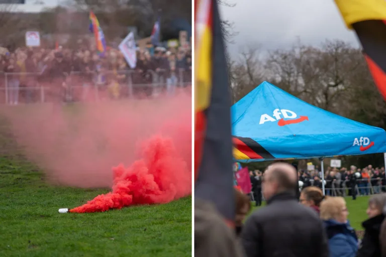 Vorschaubild: Ekel-Attacke: Linke werfen benutzte Windel und Rauchbombe auf AfD-Kundgebung