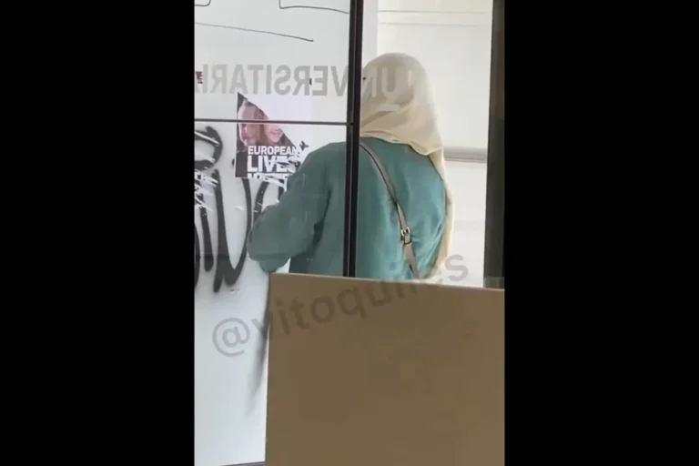 Vorschaubild: Video zeigt Frau mit Kopftuch beim Abreißen von „European Lives Matter“-Plakaten