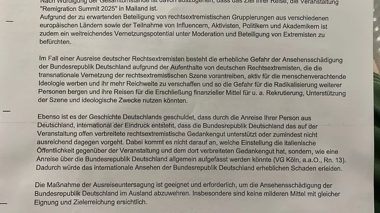 Vorschaubild: Remigrationsgipfel: Polizei untersagt Ausreise deutscher Aktivisten nach Italien