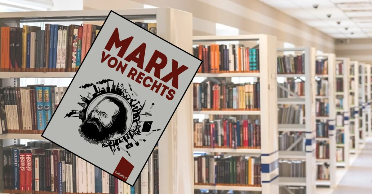 Bild Bücherregal: CCO / Bild „Marx von rechts“: Jungeuropa Verlag / Collage: Die Tagesstimme