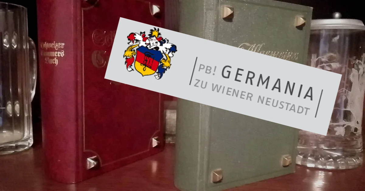 Symbolbild Liederbücher: privat / Logo pB! Germania Wiener Neustadt / Collage: Die Tagesstimme
