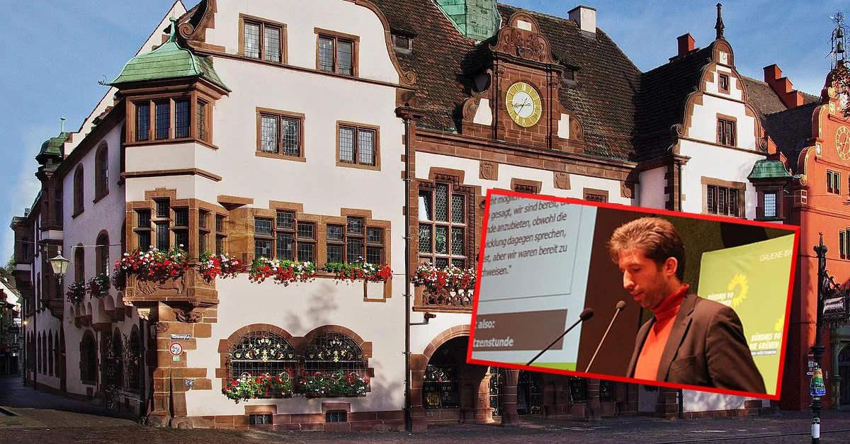 Bild: Freiburg / von user:joergens.mi [CC BY-SA 3.0 ], vom Wikimedia Commons (Bild zugeschnitten) / Bild: Boris Palmer / By GRÜNE Baden-Württemberg [CC BY-SA 2.0 ], via Wikimedia Commons (Bild zugeschnitten) / Collage: Die Tagesstimme
