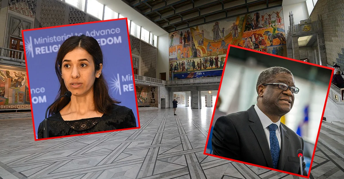 Bild: Stadthalle Oslo / By Jorge Láscar from Melbourne, Australia [CC BY 2.0 ], via Wikimedia Commons (Bild zugeschnitten) / Nadia Murad By U.S. Department of State from United States [Public domain], via Wikimedia Commons / Denis Mukwege Claude Truong-Ngoc / Wikimedia Commons &#8211; cc-by-sa-3.0 [CC BY-SA 3.0 ], from Wikimedia Commons (Bild zugeschnitten) / Collage: Die Tagesstimme
