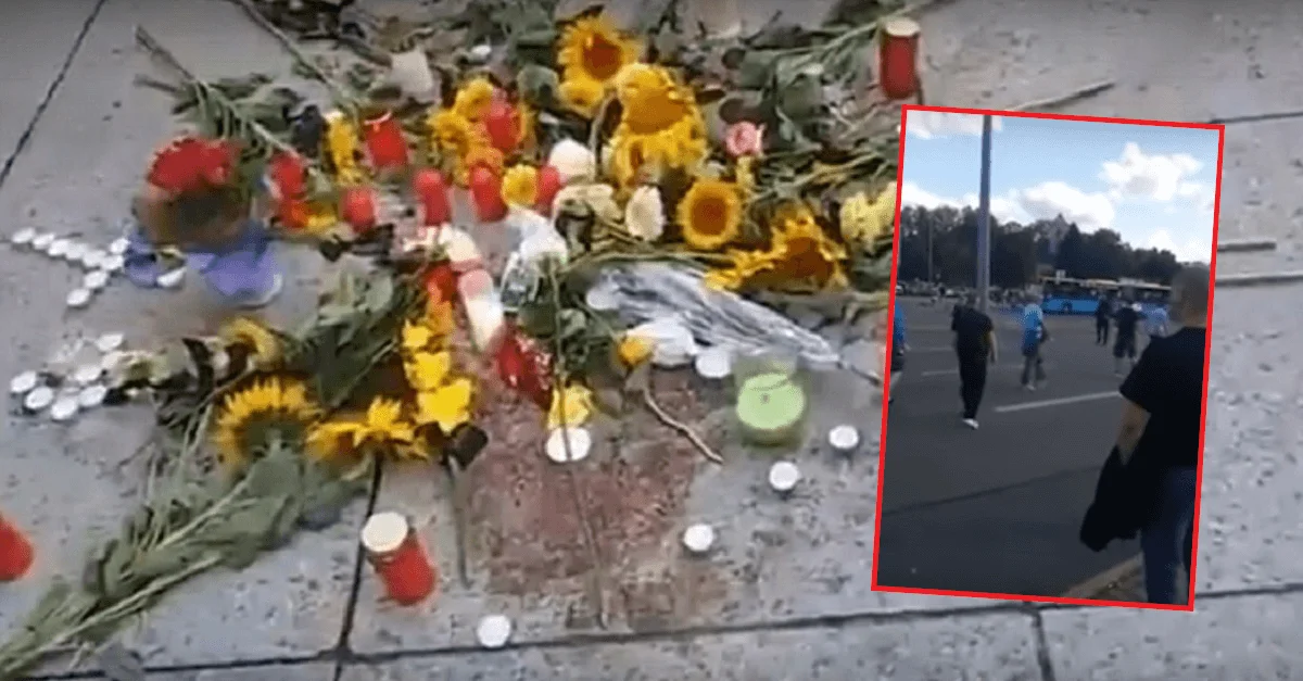 Zwei Szenen des Trauermarsches am 26.08.2018 in Chemnitz: Die Blumenniederlegung am Tatort – und die vermeintliche Hetzjagd. Bild Blumen: Screenshot YouTube @ 21:39 min / Bild ‚Hetzjagd‘: Screenshot YouTube @ 0:08 / Collage: Die Tagesstimme