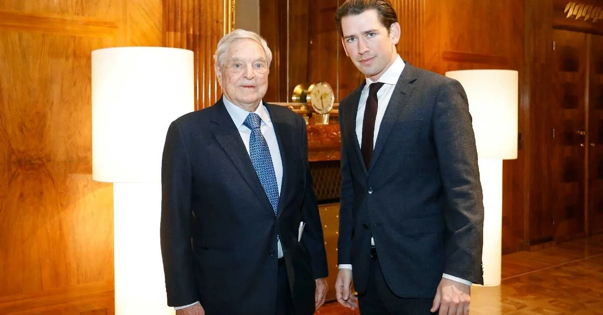 Am 18. November 2018 empfing Bundeskanzler Sebastian Kurz (r.) den Philanthropen George Soros (l.) zu einem Gespräch. Bild: Dragan Tatic / BKA (Bild zugeschnitten)