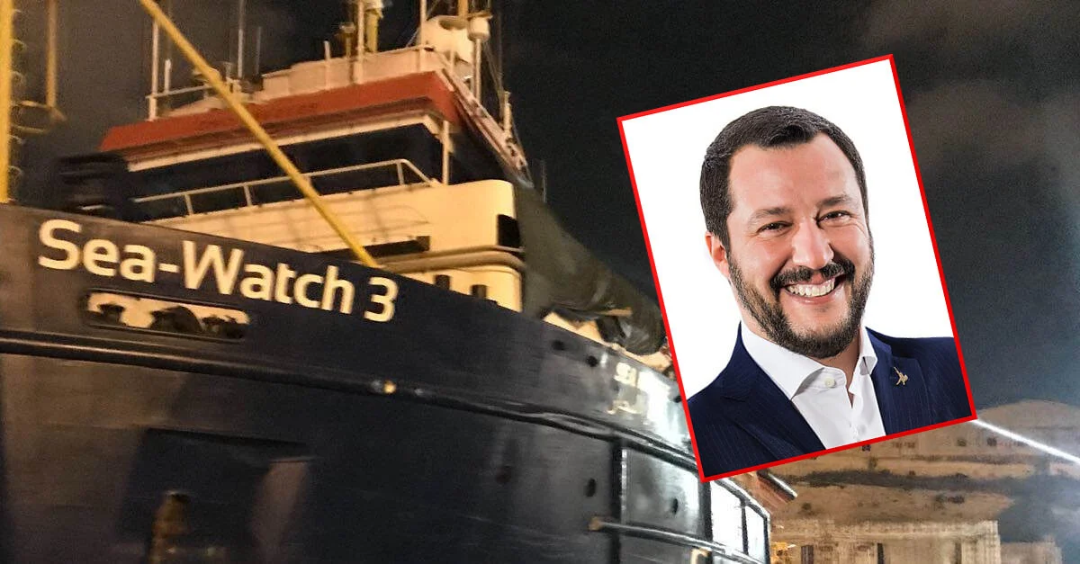 Bild: Sea-Watch 3 / One of the detained SeaWatch vessels in Malta &#8211; 
Sinn Fein  [CC BY 2.0] (Bild zugeschnitten) / Matteo Salvini / English: Ministry of the InteriorItaliano: Ministero dell&#039;interno [CC BY 3.0 it], via Wikimedia Commons / Collage: Die Tagesstimme
