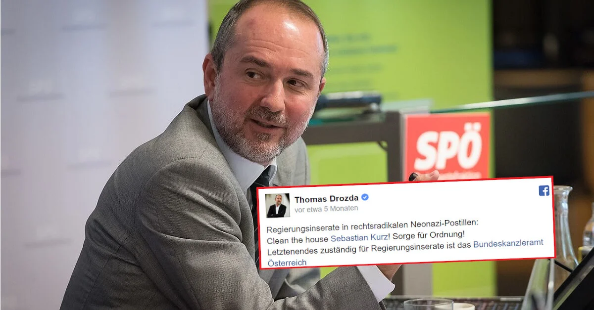 Bild Drozda (2016): SPÖ Presse und Kommunikation via Wikimedia Commons [CC BY-SA 2.0] (Bild zugeschnitten) / Screenshot: Facebook / Collage: Die Tagesstimme.
