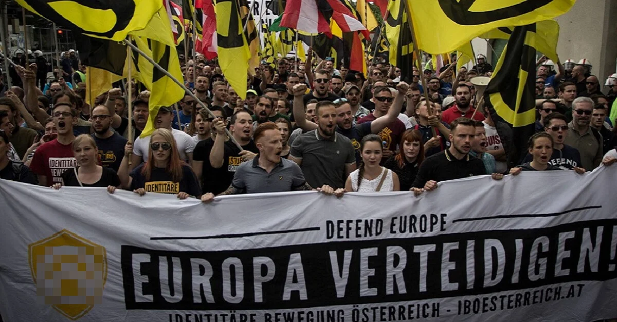 Symbolbild: Sympathisanten der Identitären Bewegung bei einer Demonstration in Wien. Bild: Identitäre Bewegung Österreich.