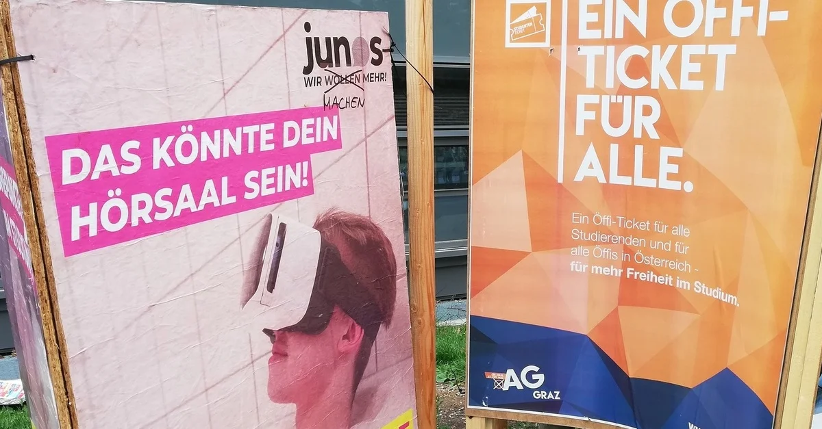 Bild: ÖH-Wahlwerbeplakate der Junos und der AG in Graz / Bild: privat