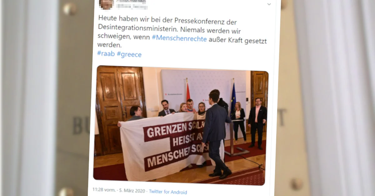 Hintergrund (Schild Bundeskanzleramt): DALIBRI via Wikimedia Commons [CC BY-SA 3.0] (Bild zugeschnitten / weichgezeichnet) / Screenshot: Twitter / Collage: Die Tagesstimme. 
