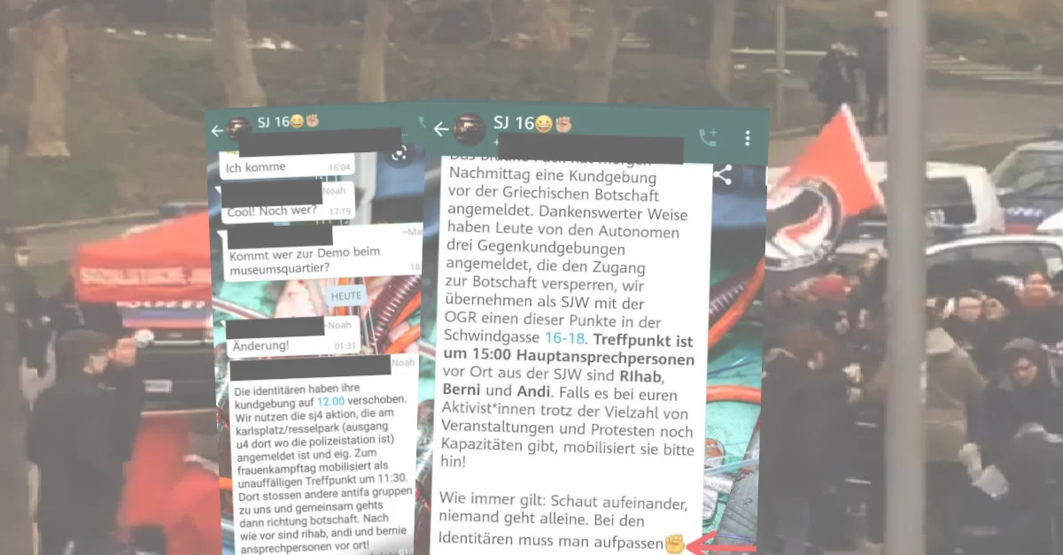 Bild Kundgebung: Screenshot Twitter // Bilder (2) Verabredung: privat / Screenshot WhatsApp // Collage: Die Tagesstimme