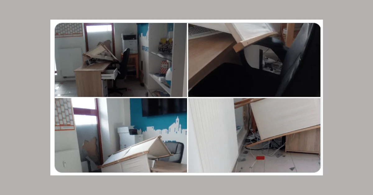 Bilder vom mutmaßlichen Antifa-Angriff auf das AfD-Büro. Bild: Screenshot Twitter / Stephan Brandner.