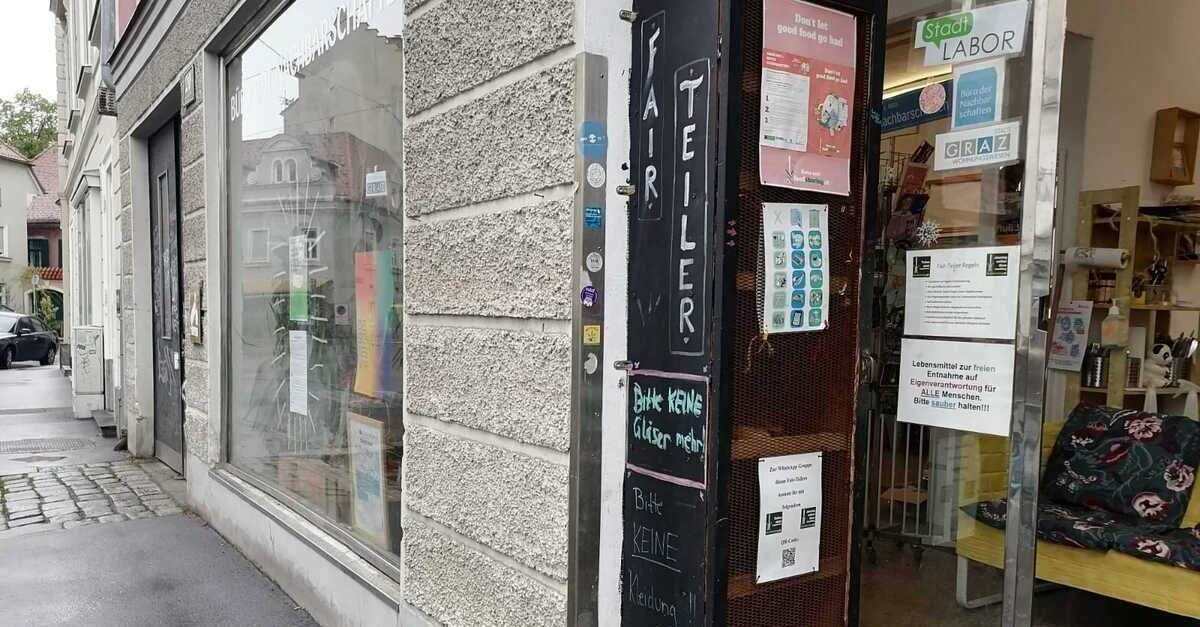 Bild: Einer der vielen „Fairteiler“- Standorte in Graz / Bild: Die Tagesstimme