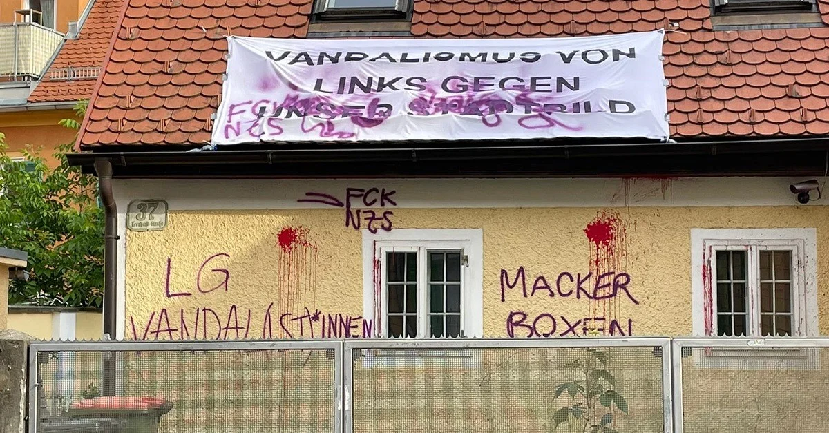 Antifa-Farbangriff auf das Haus der p.c.B! Arminia Graz. Bild: privat.