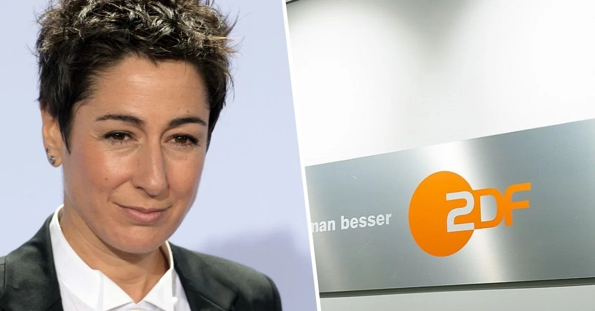 Dunja Hayali und ZDF-Logo, Bild: Frank Schwichtenberg, CC BY-SA 3.0, via Wikimedia Commons / Bild: Symbolbild: PantheraLeo1359531, CC BY 4.0, via Wikimedia Commons (Komposition: Freilich)