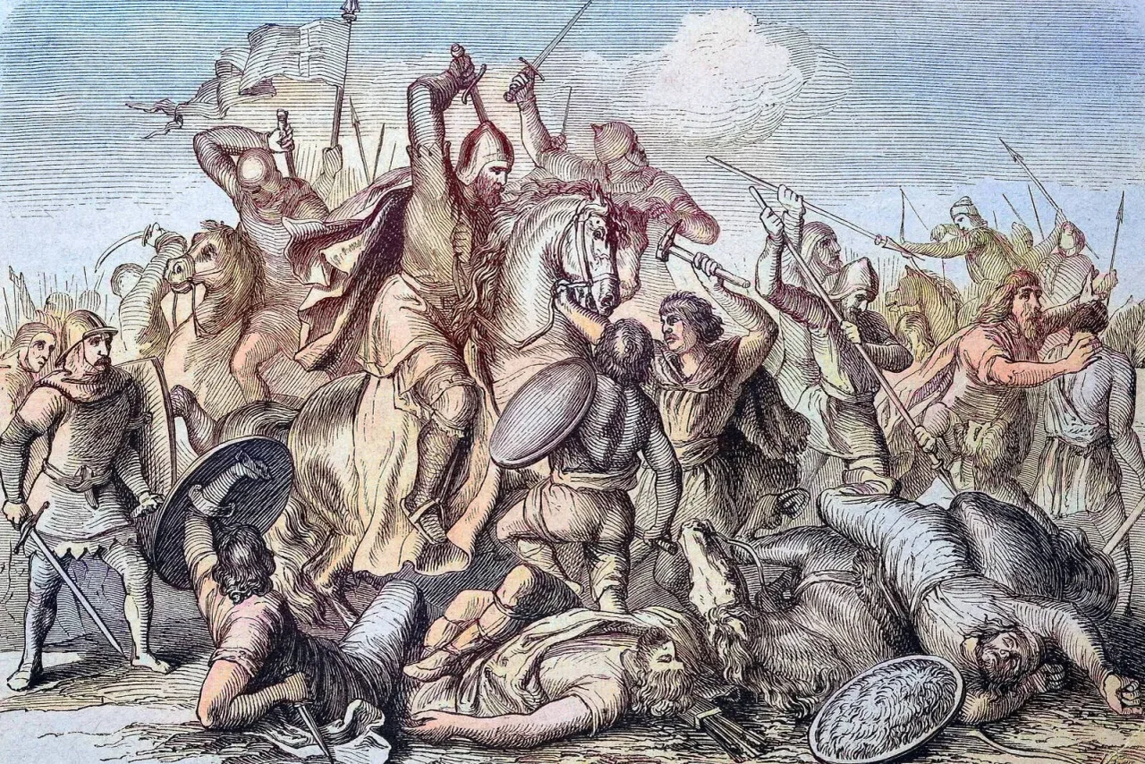 Otto der Große, König von Ostfranken, in der Schlacht auf dem Lechfeld.