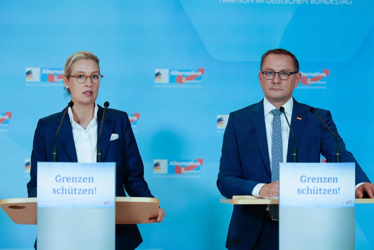 Alice Weidel und Tino Chrupalla bei einer gemeinsamen Pressekonferenz in Berlin.