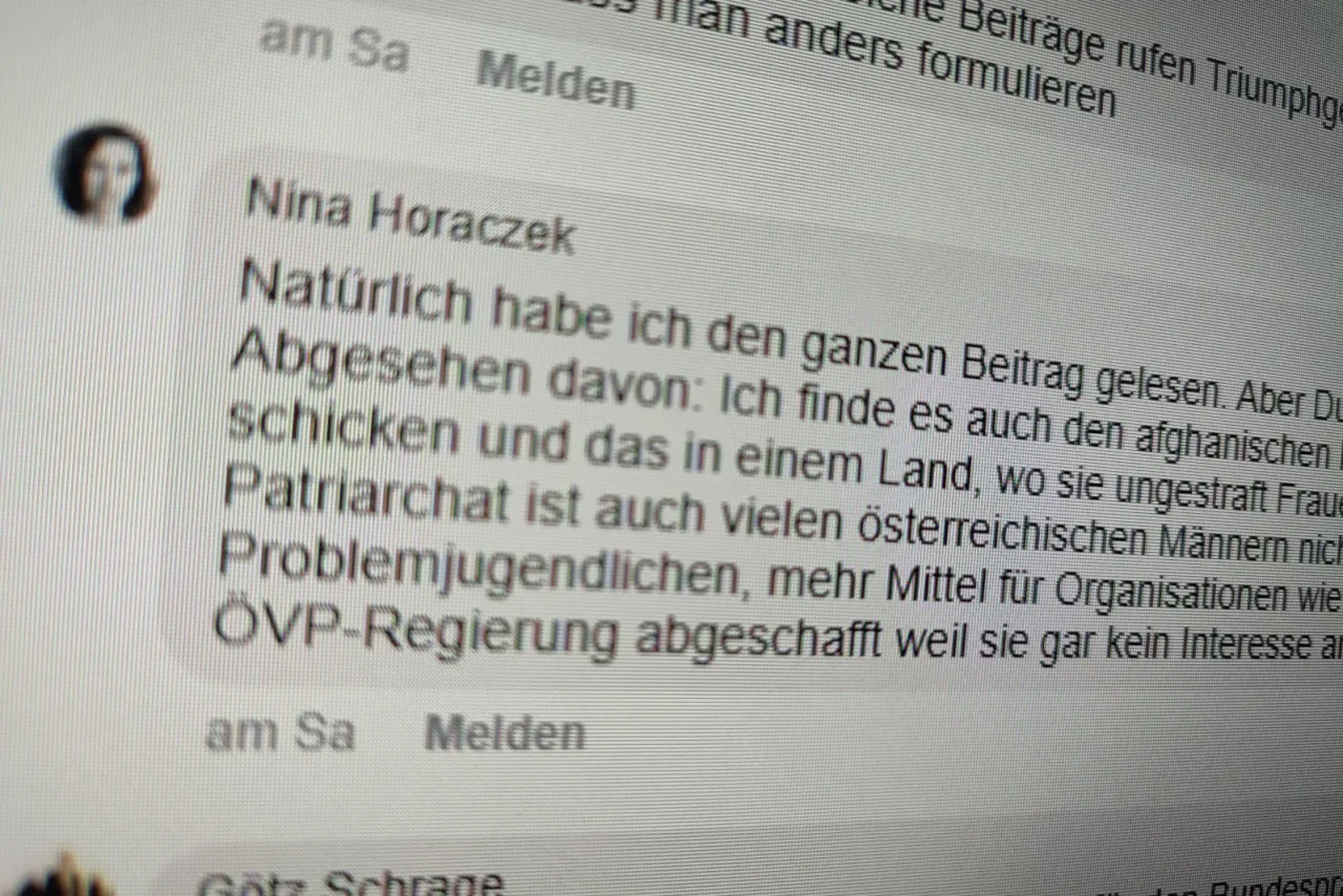 Mit ihrem Kommentar löste Horaczek heftige Kritik in den Sozialen Medien aus.