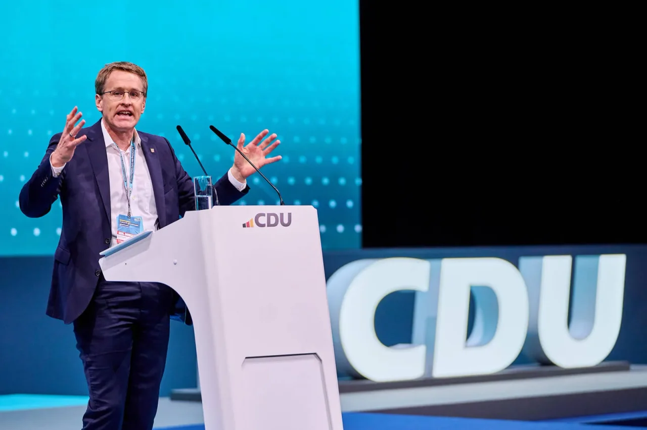 Ministerpräsident Daniel Günther beim CDU-Parteitag in Berlin.