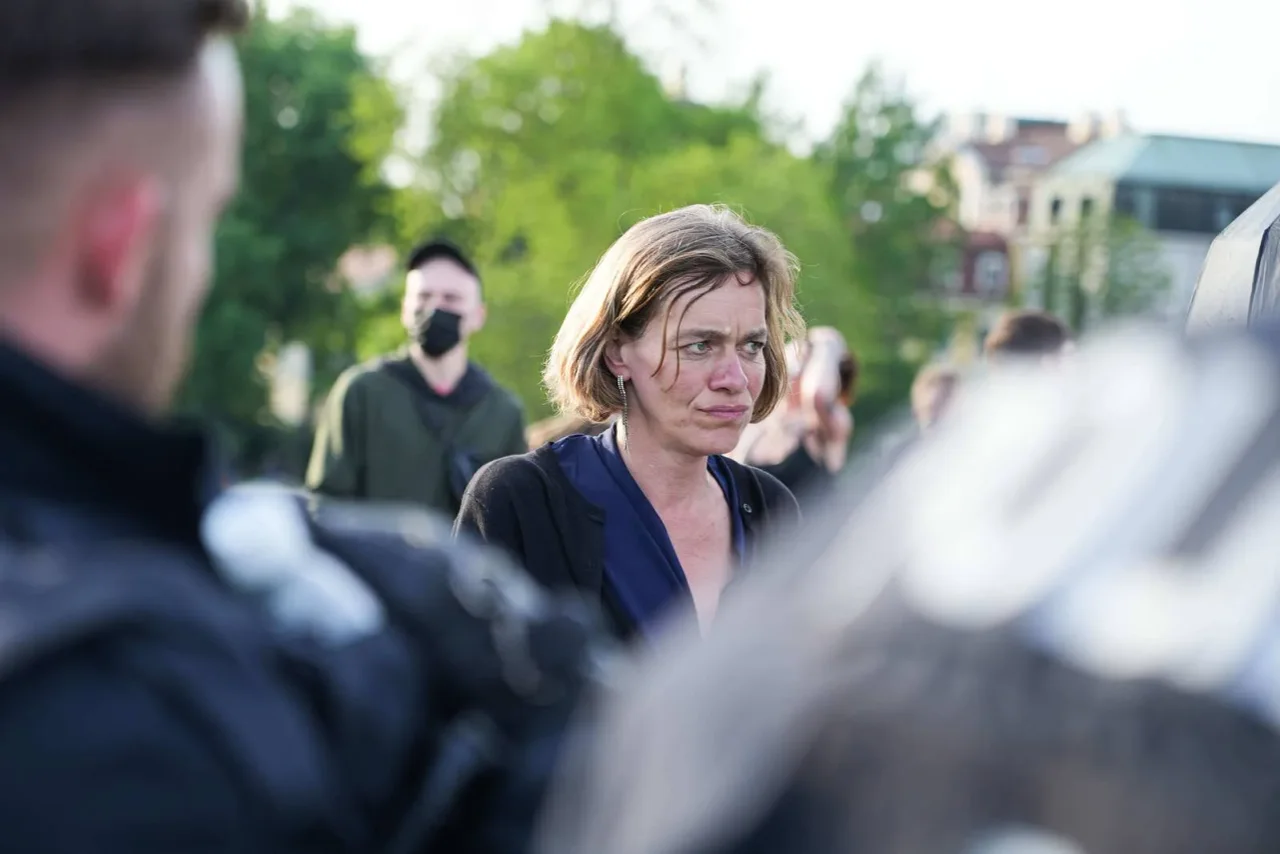 Juliane Nagel bei der Solidaritätskundgebung für Lina E. in Dresden.