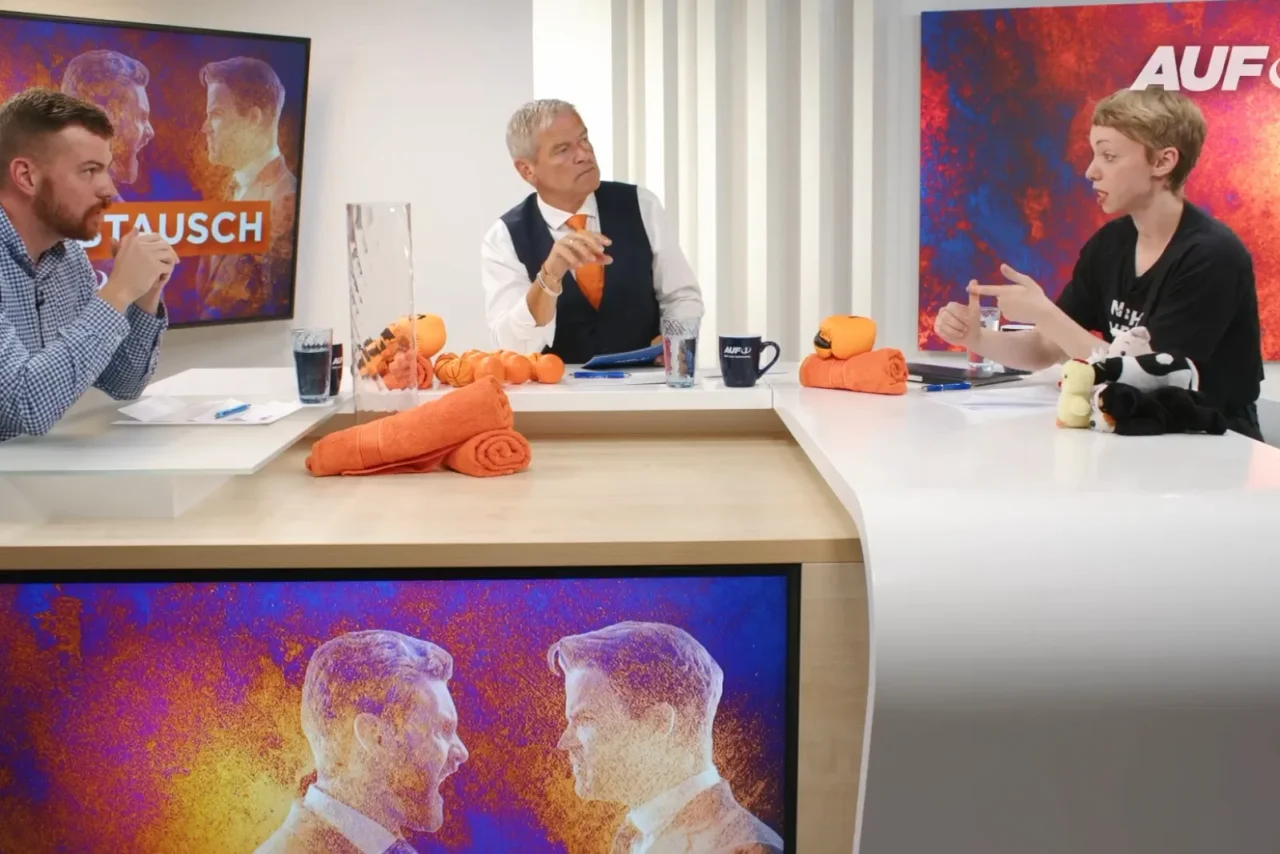 Jonas Schick (Die Kehre) und die militante Veganerin im Schlagabtausch bei AUF1.