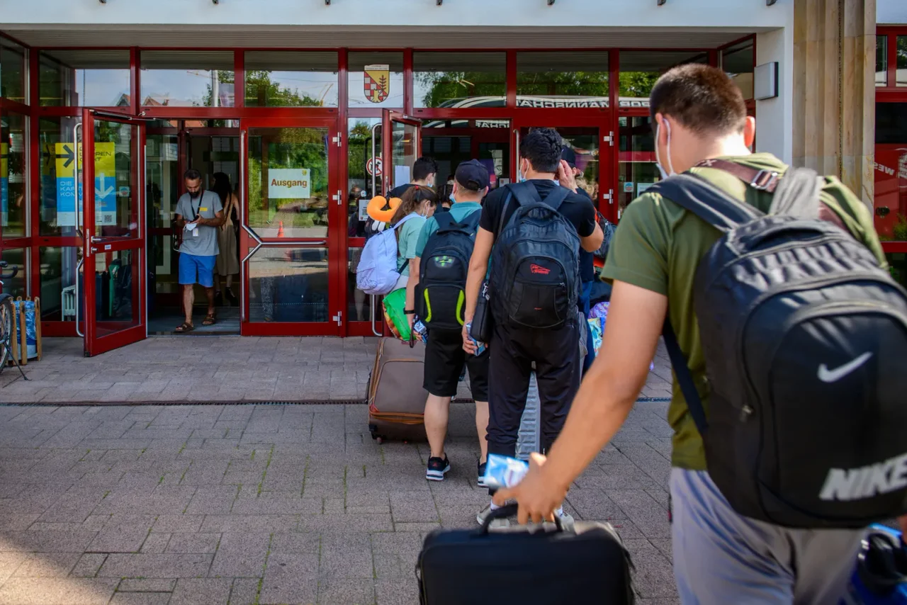 Ukrainische Migranten bei ihrer Ankunft in Deutschland.