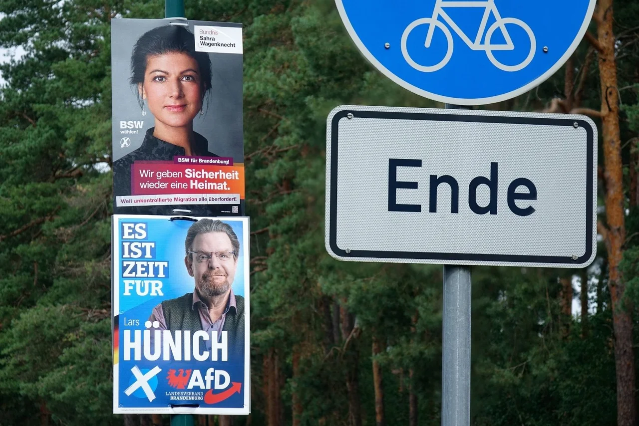 Wahlplakat der AfD und des BSW in Brandenburg.