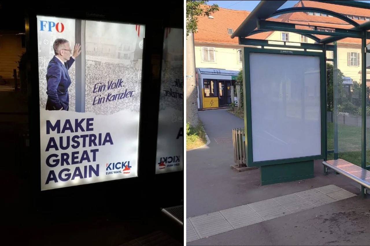 Ein gefälschtes FPÖ-Wahlplakat, das Kickl in die Nähe des Nationalsozialismus rückte, wurde bereits am nächsten Morgen wieder entfernt.