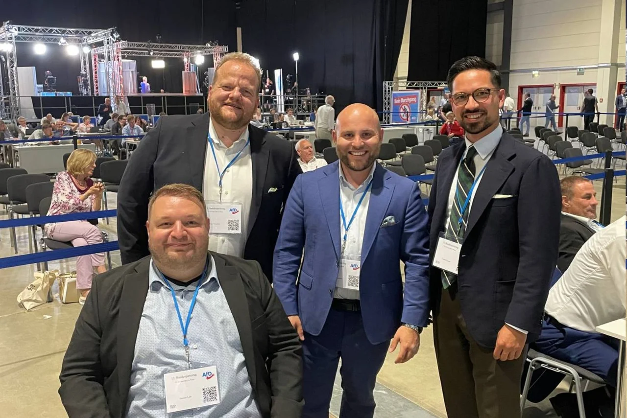 Die vier ehemaligen Führungspersonen der Jungen Alternative: Damian Lohr, Sven Tritschler, Markus Frohnmaier und Carlo Clemens.